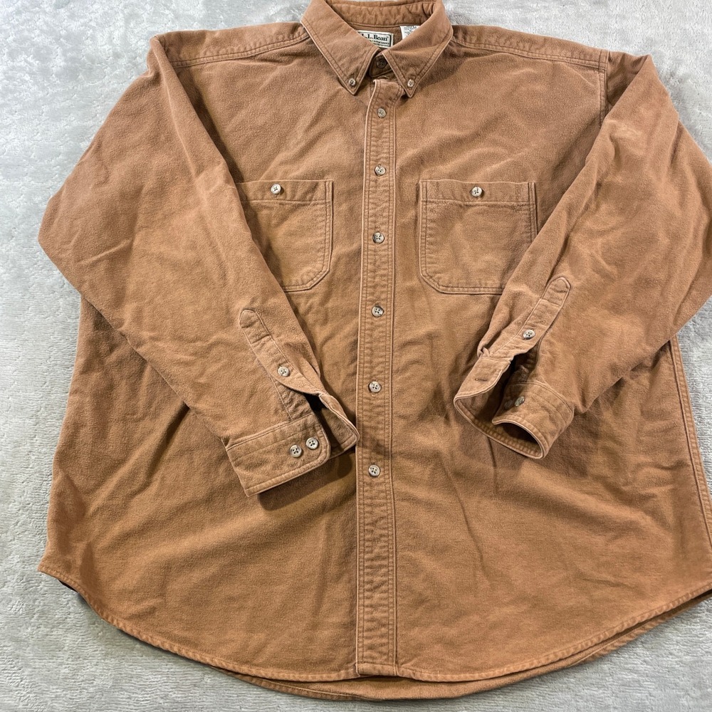 Vintage LL Bean Chamois Cloth Shirt Mens XL Brown USA Outdoor Fall Heavy Holiday